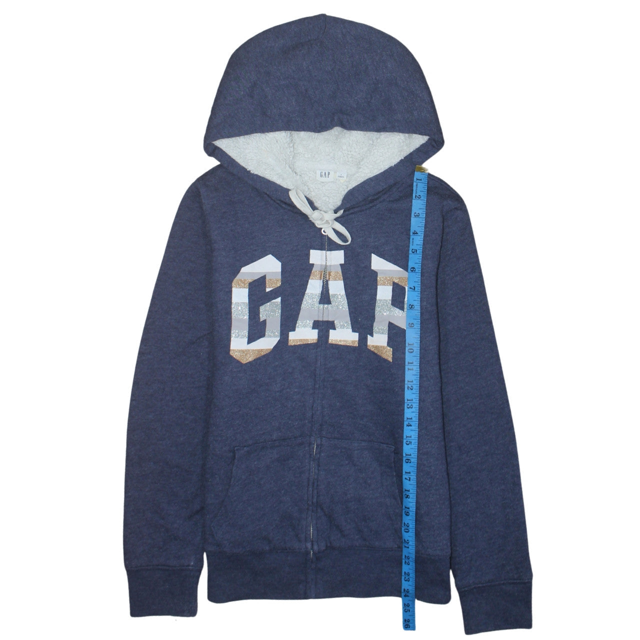 GAP Womens Blue Full Zip Hooded Sweatshirt Size S Sherpa Lined