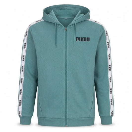 Puma Men's Green Full Zip Hoodie Size M Sports Style