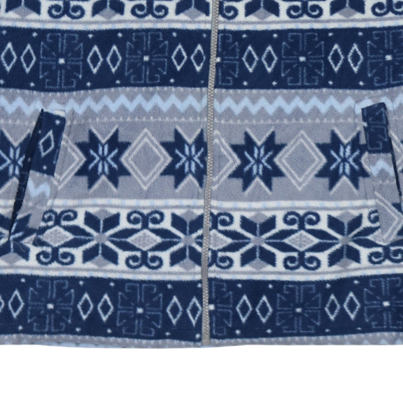 Lindamoda Men's Blue Fair Isle Fleece Zip Jacket Size M