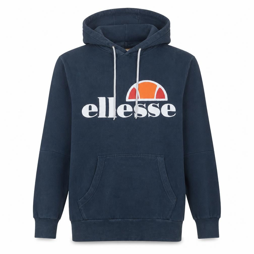 Ellesse Mens Blue Pullover Hoodie Small Logo Graphic Fleece