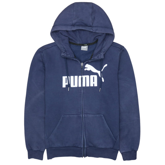 Puma Mens Blue Full Zip Hoodie Small Regular Fit Logo Sweatshirt