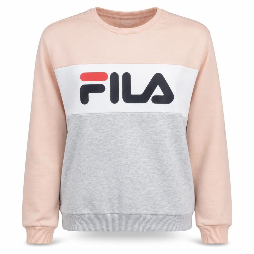 Fila Womens Peach Grey Colourblock Logo Pullover Sweatshirt M