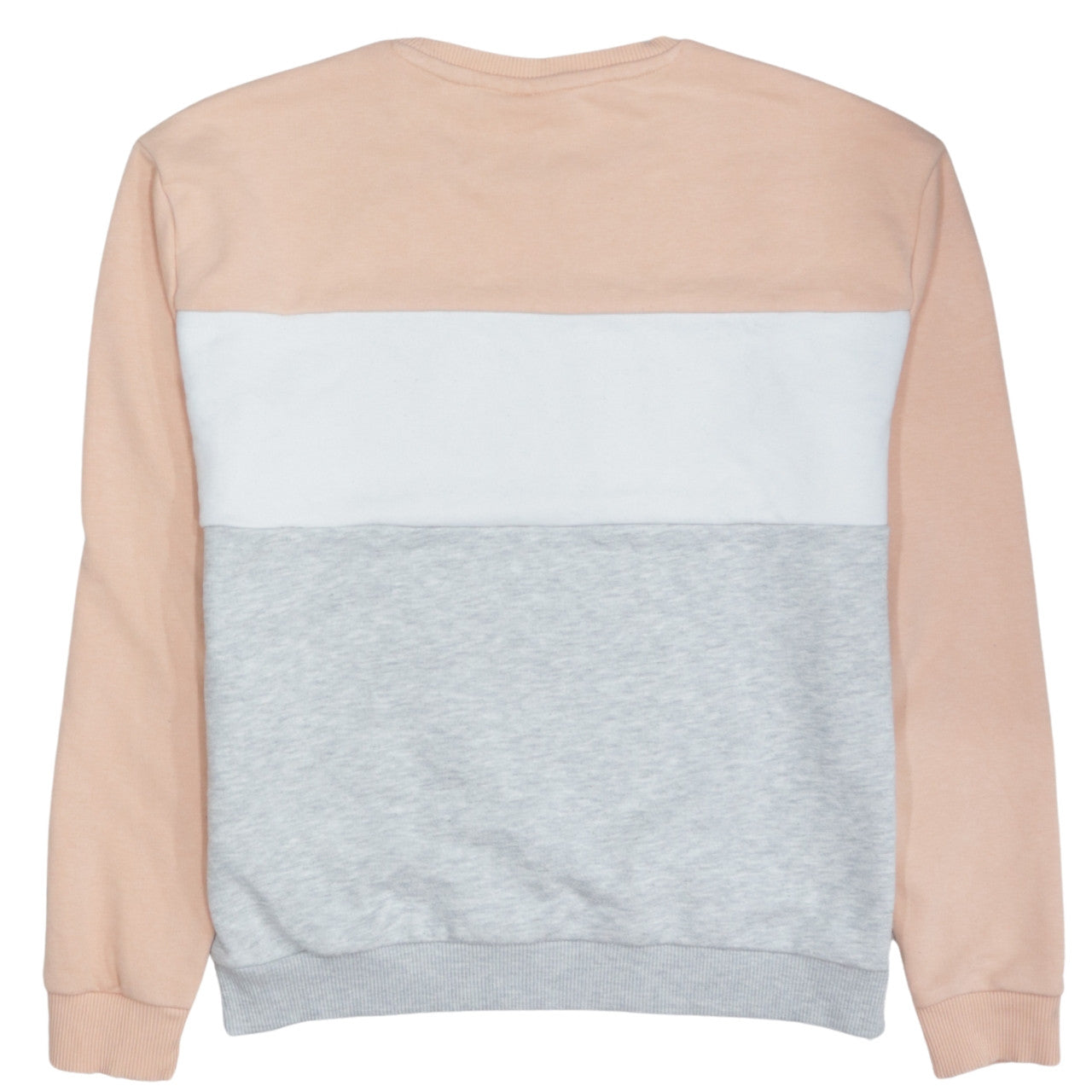 FILA Womens Peach Grey Colourblock Logo Pullover Sweatshirt M