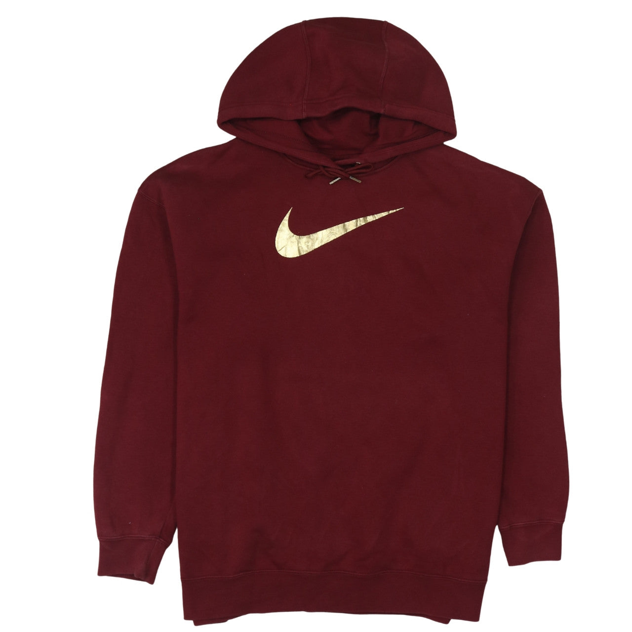 Nike Womens Burgundy Gold Logo Pullover Hoodie Size M
