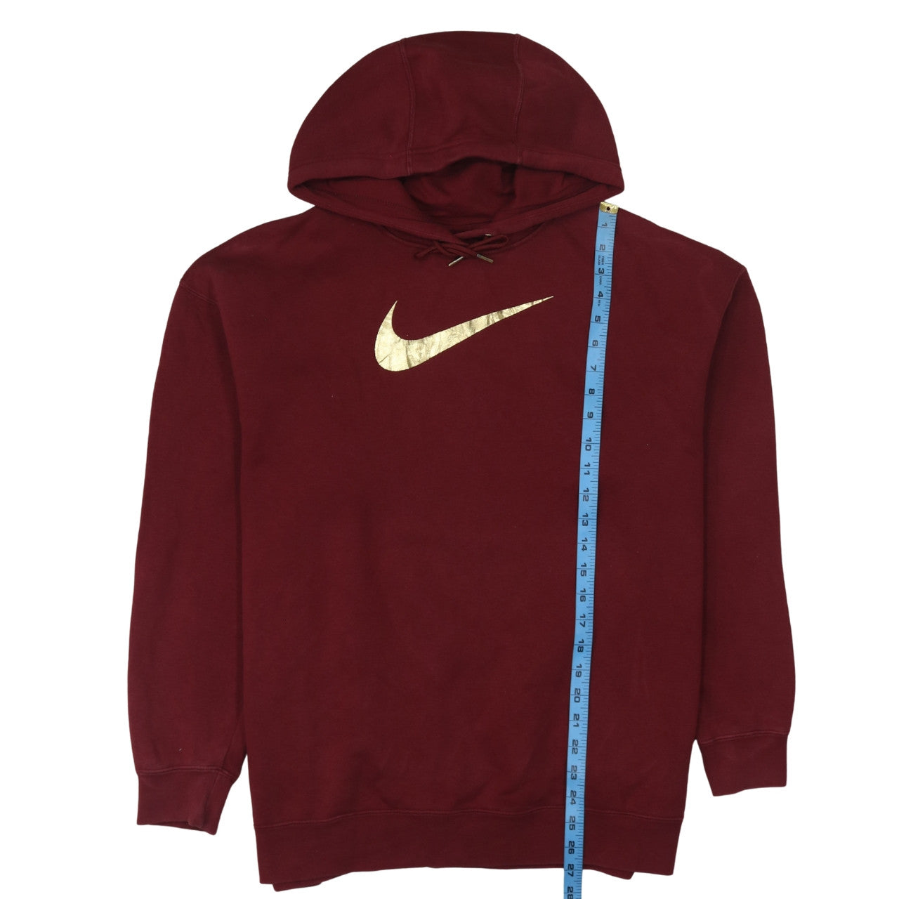 Nike Womens Burgundy Gold Logo Pullover Hoodie Size M