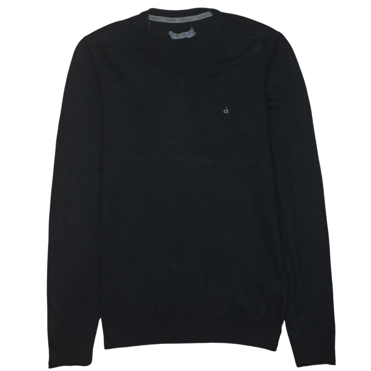 Calvin Klein Jeans Men's Black V-Neck Cotton Cashmere Jumper Size S