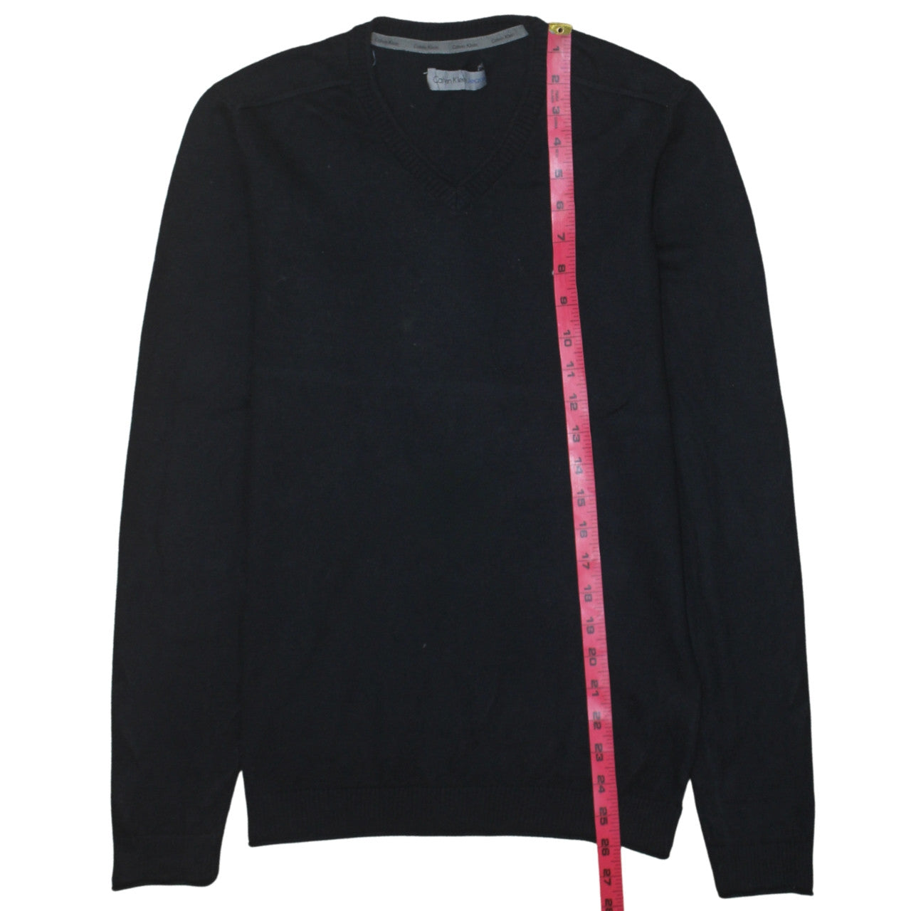 Calvin Klein Jeans Men's Black V-Neck Cotton Cashmere Jumper Size S