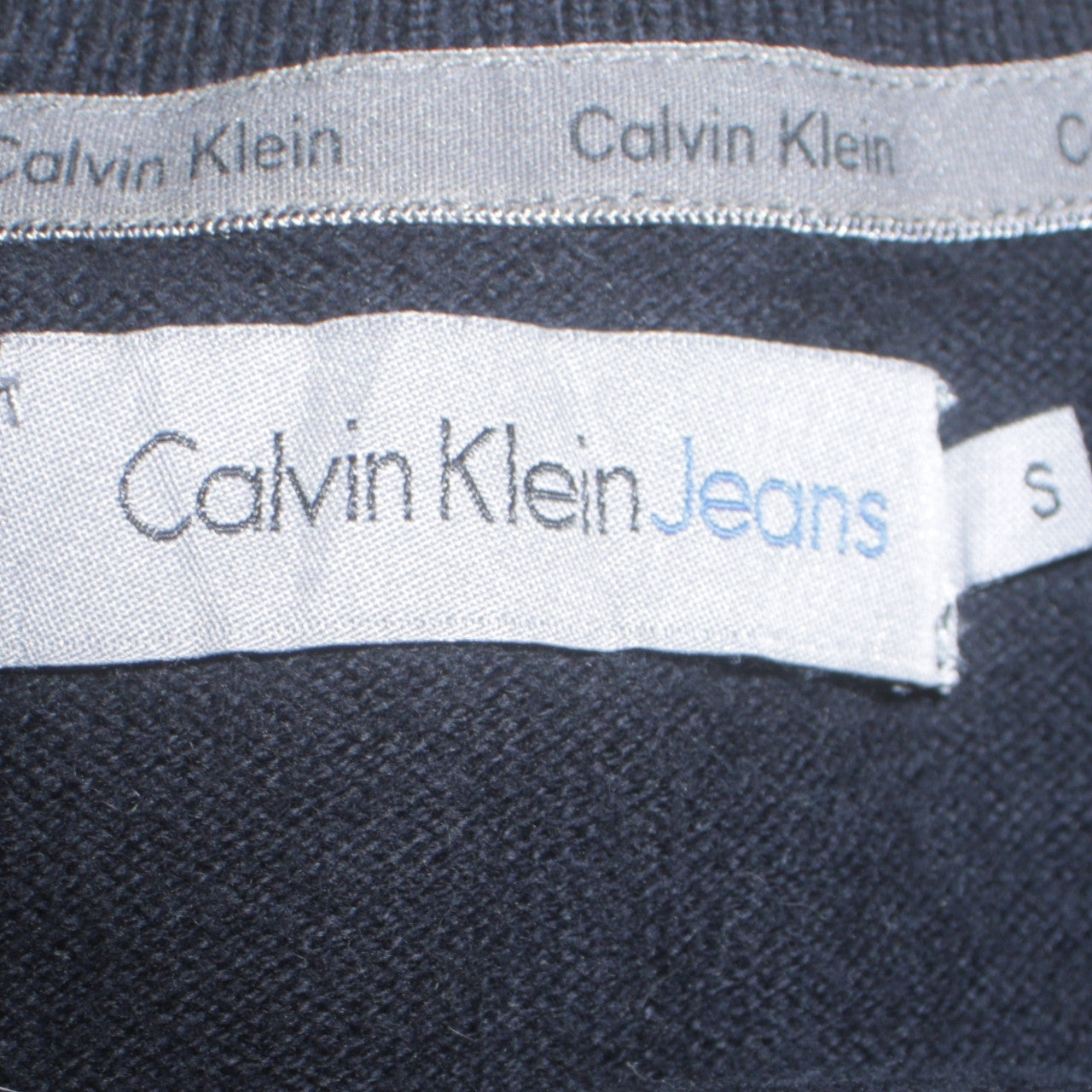 Calvin Klein Jeans Men's Black V-Neck Cotton Cashmere Jumper Size S