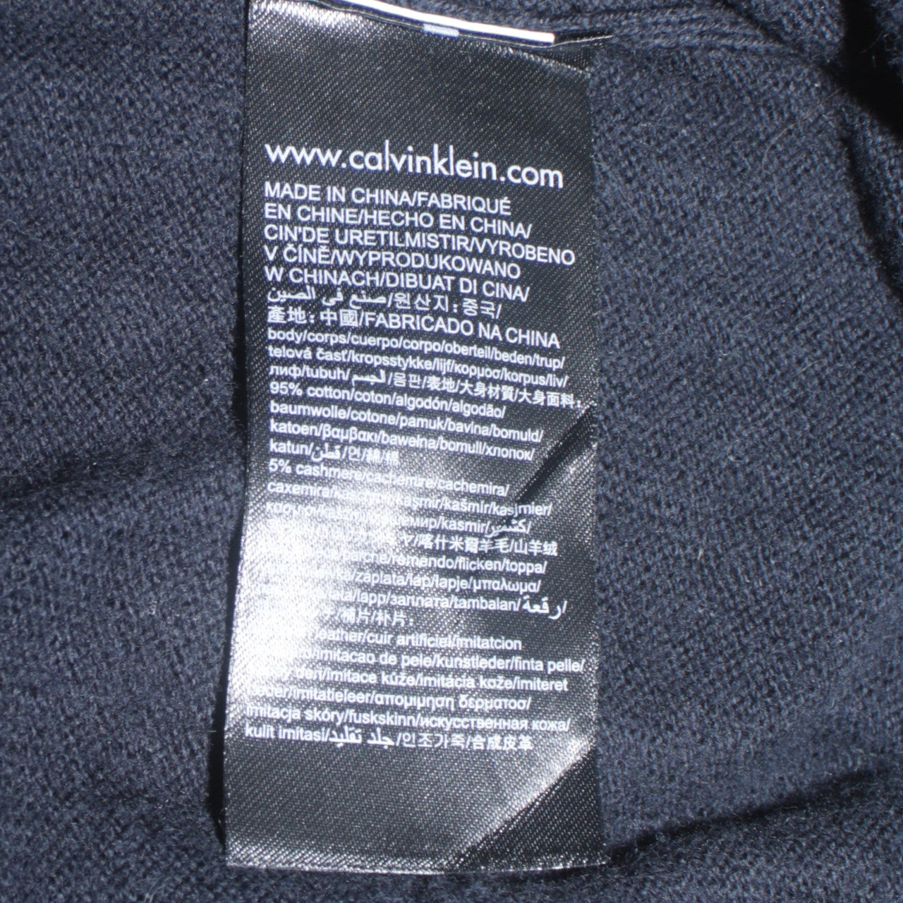 Calvin Klein Jeans Men's Black V-Neck Cotton Cashmere Jumper Size S