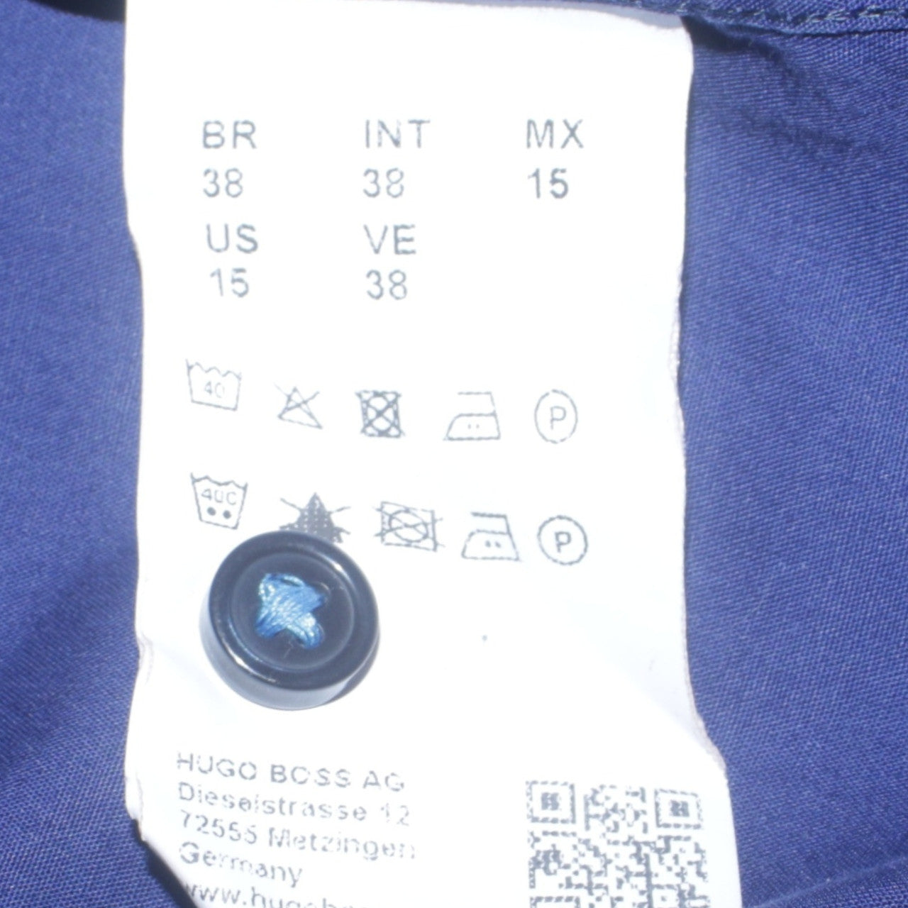 Hugo Boss Men’s Blue Slim Fit Easy Iron Long Sleeve Shirt Size 15
