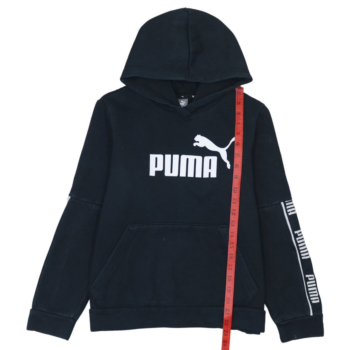 Puma Boys Black Pullover Hoodie L Logo Fleece Sportswear