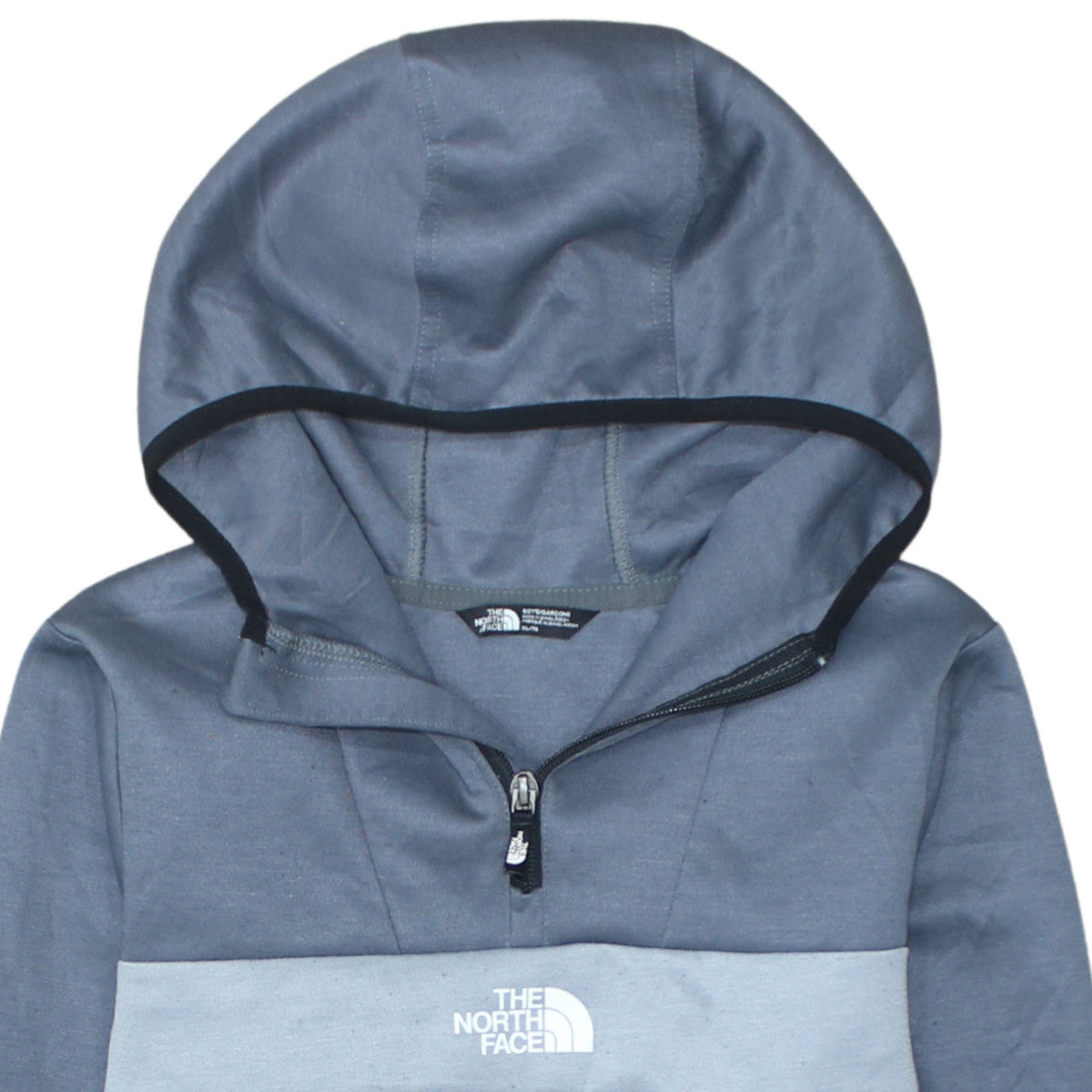 The North Face Boys Grey Black Colourblock 1/4 Zip Pullover Hoodie XL