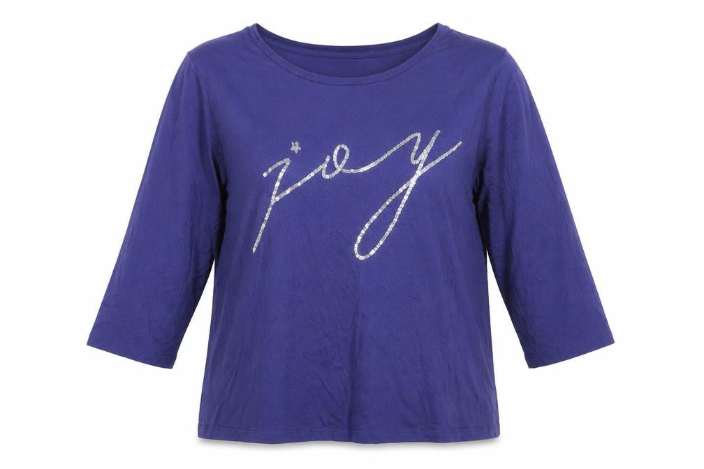 Capsule Women Blue 3/4 Sleeve Sequin Joy Cotton T-Shirt Size 22