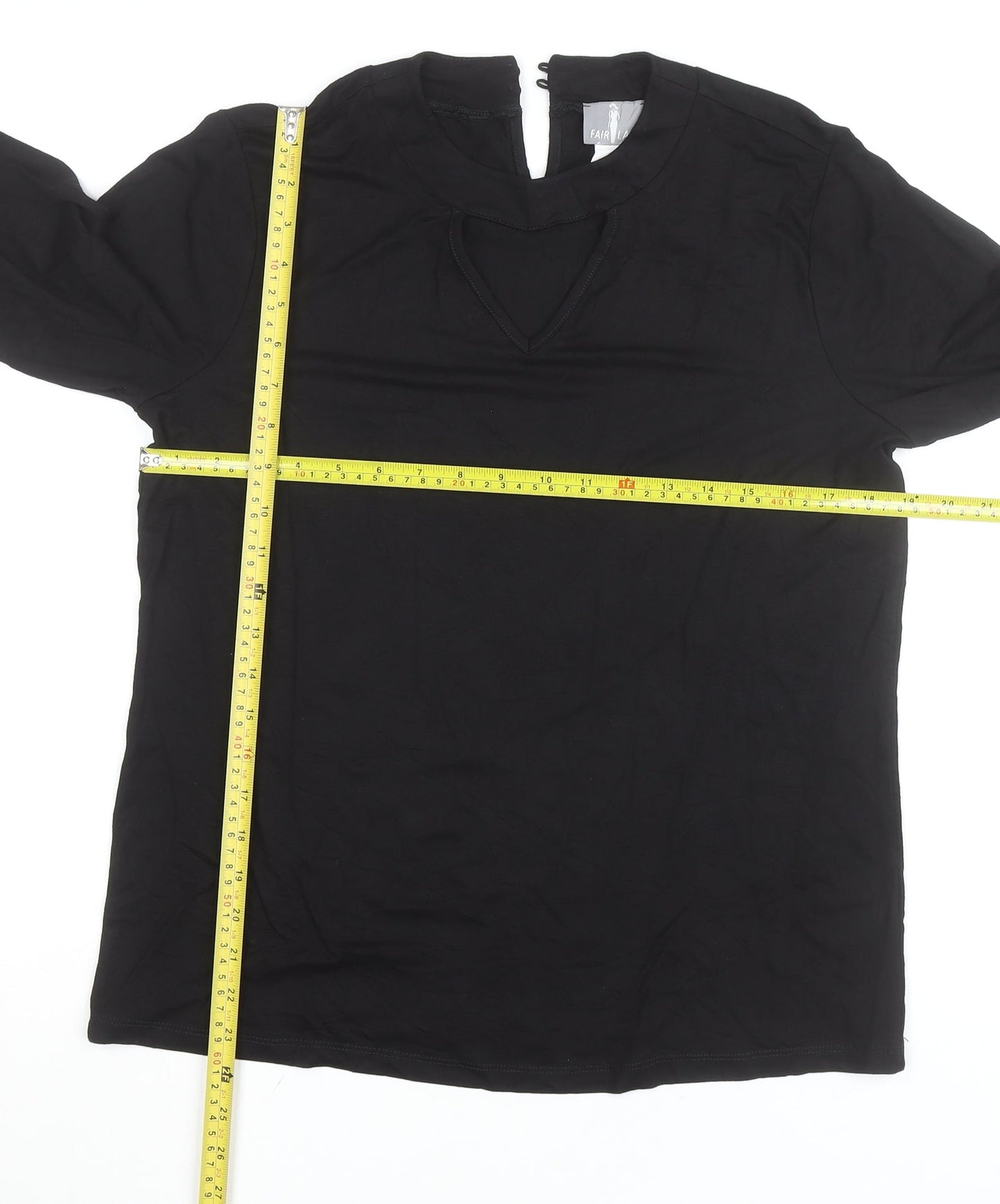 Fair Lady Womens Black Viscose 3/4 Sleeve Blouse Size 14