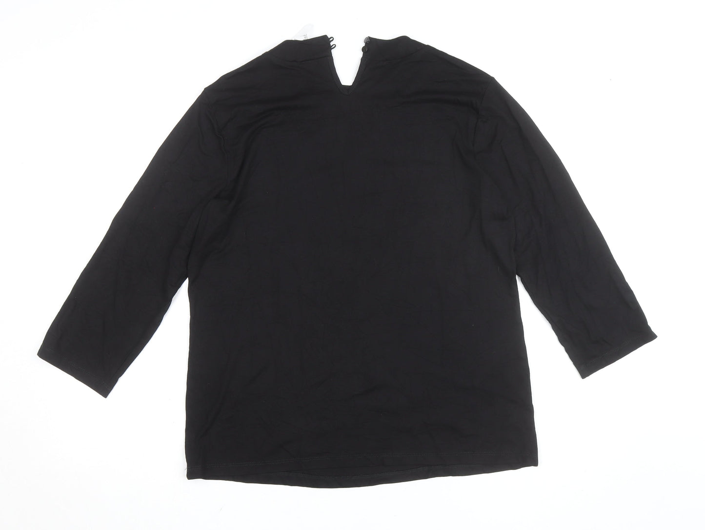 Fair Lady Womens Black Viscose 3/4 Sleeve Blouse Size 14