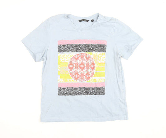 Vero Moda Women's Blue Graphic Cotton T-Shirt Size M