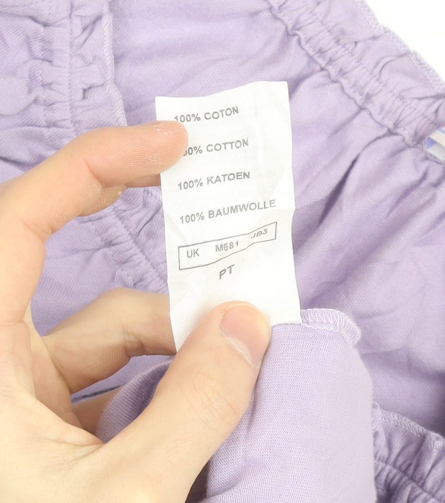 Damart Women’s Purple Cotton Short Sleeve Ruffle Blouse Size M