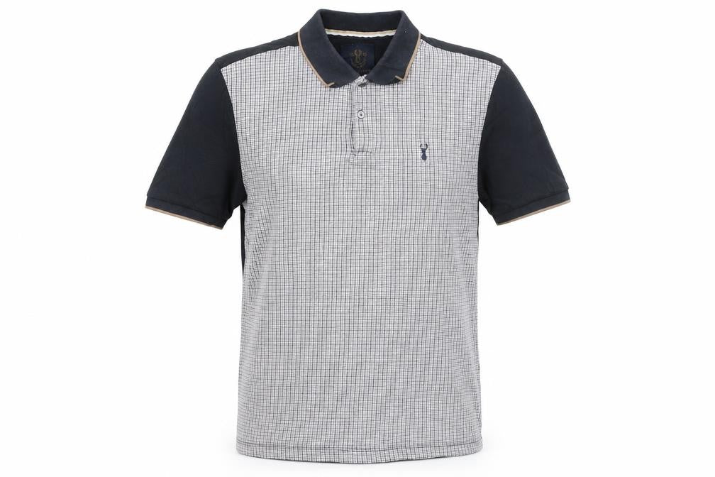 Next Men's Blue Houndstooth Cotton Collared Polo Shirt Size S