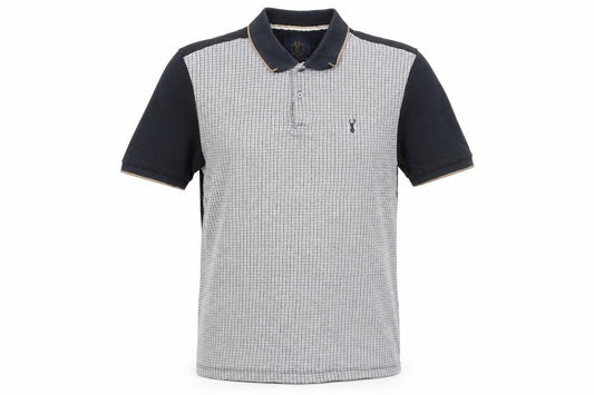 Next Men's Blue Houndstooth Cotton Collared Polo Shirt Size S