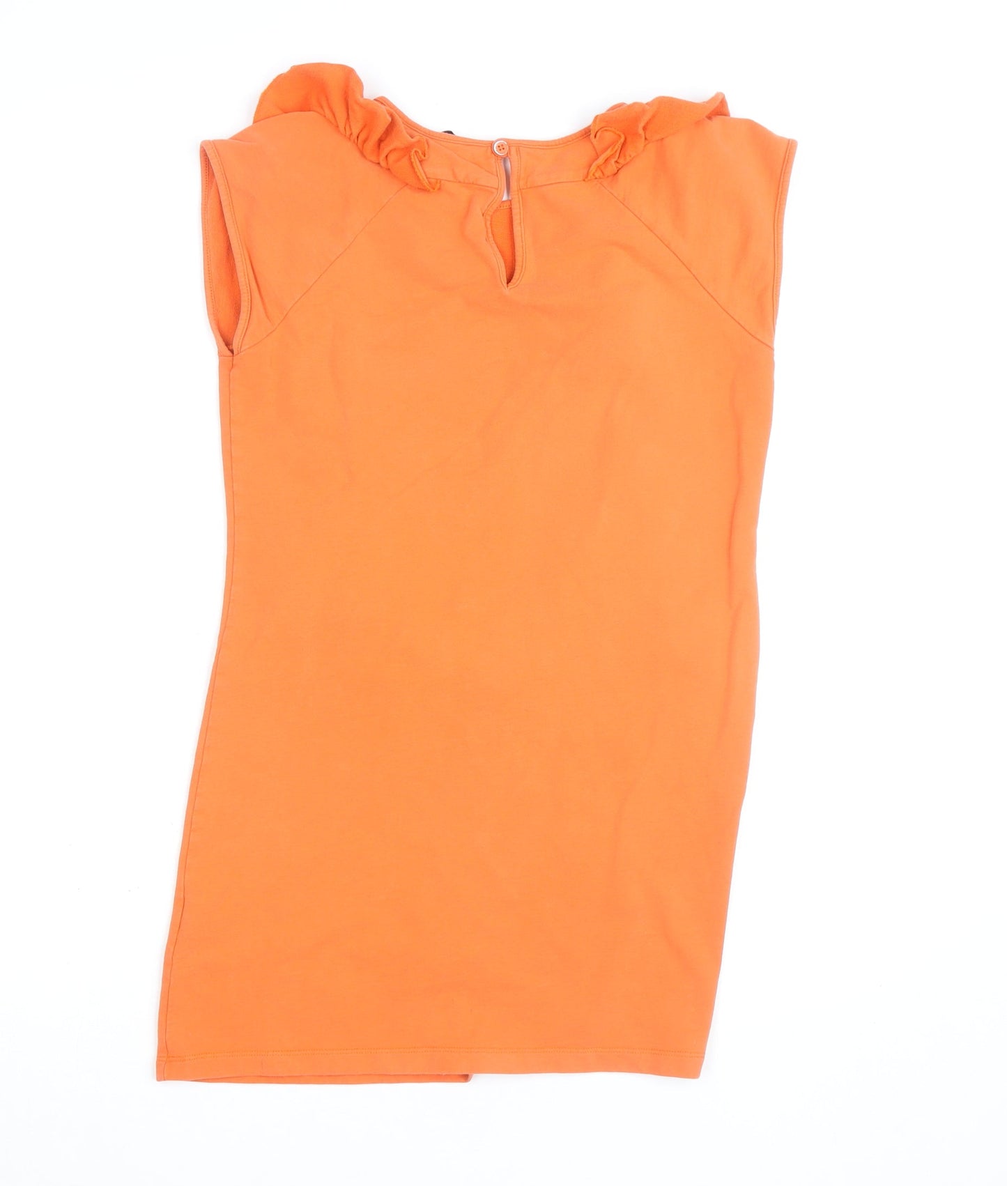 Ted Baker Women’s Orange Ruffle Cotton Tunic Blouse Size M Sleeveless