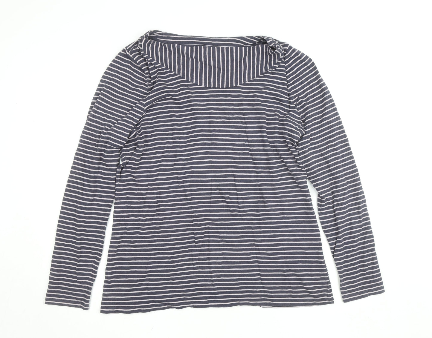 Laura Ashley Women’s Blue Striped Long Sleeve Boat Neck T-Shirt Size 20