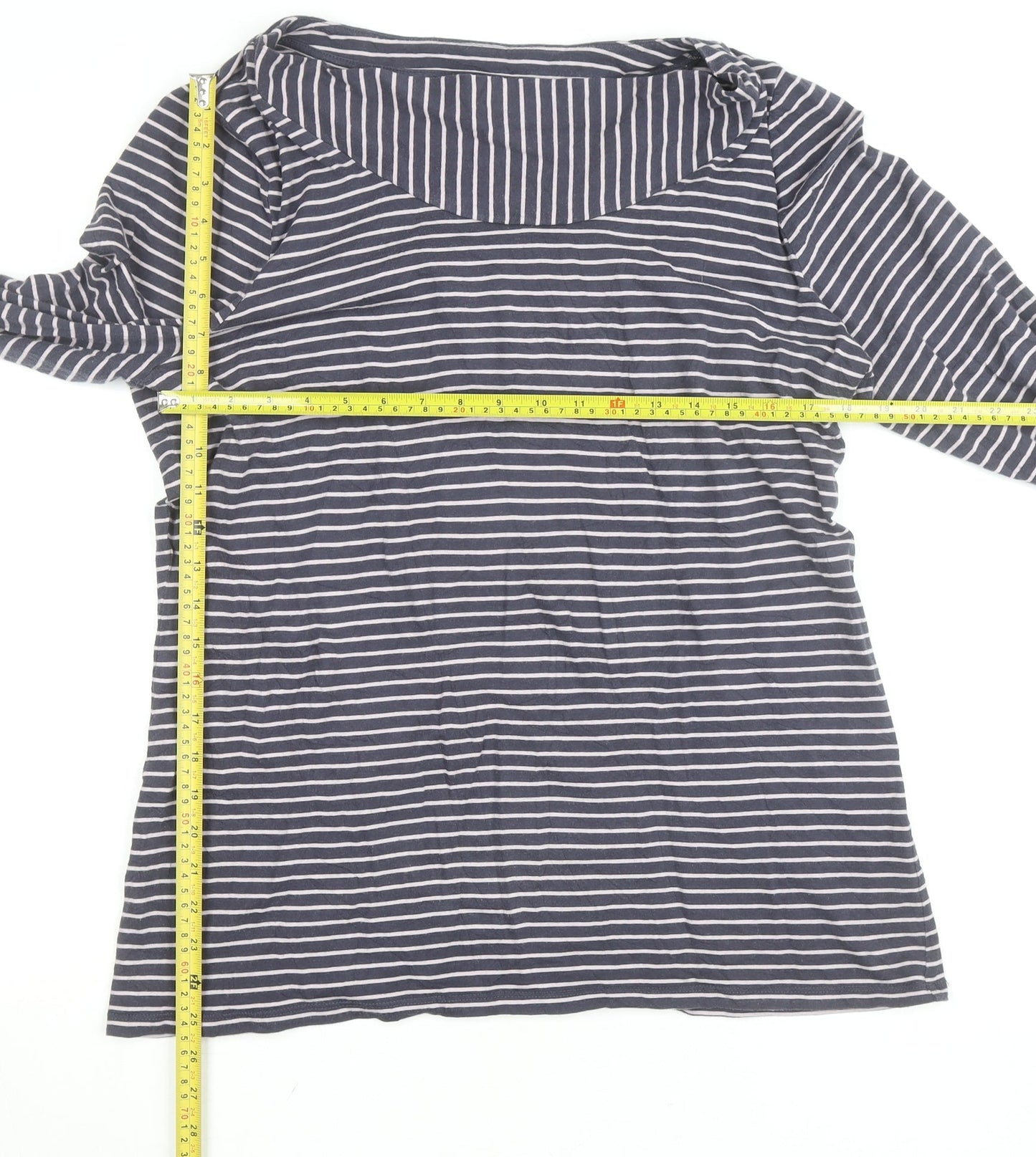 Laura Ashley Women’s Blue Striped Long Sleeve Boat Neck T-Shirt Size 20