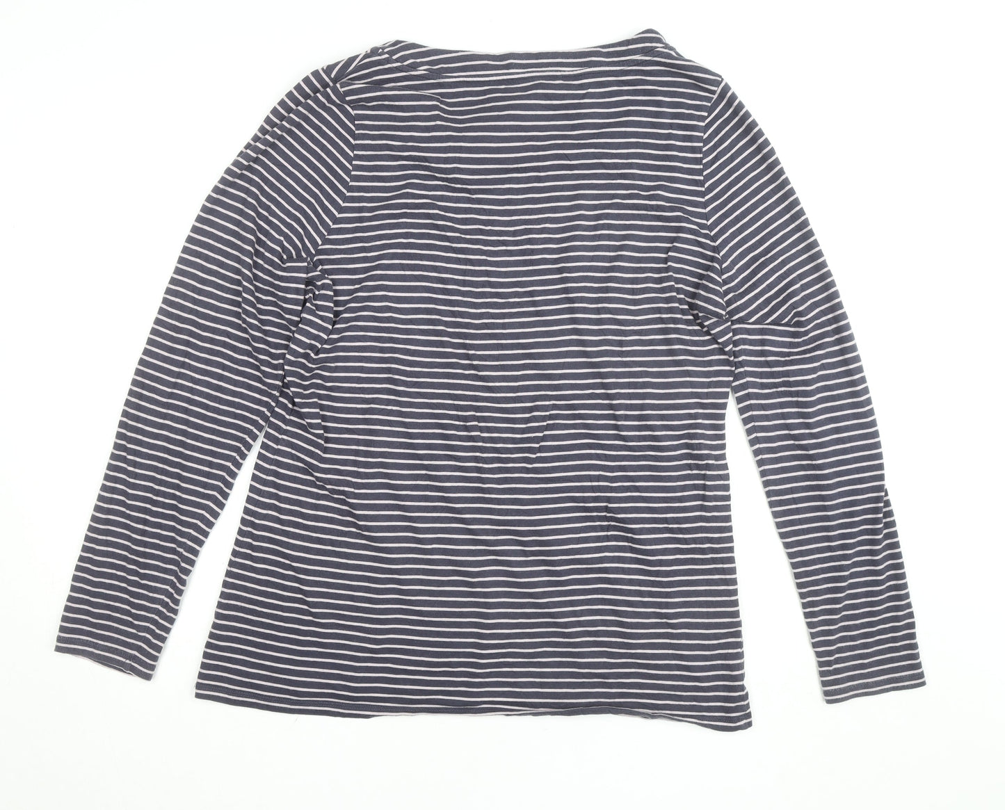 Laura Ashley Women’s Blue Striped Long Sleeve Boat Neck T-Shirt Size 20