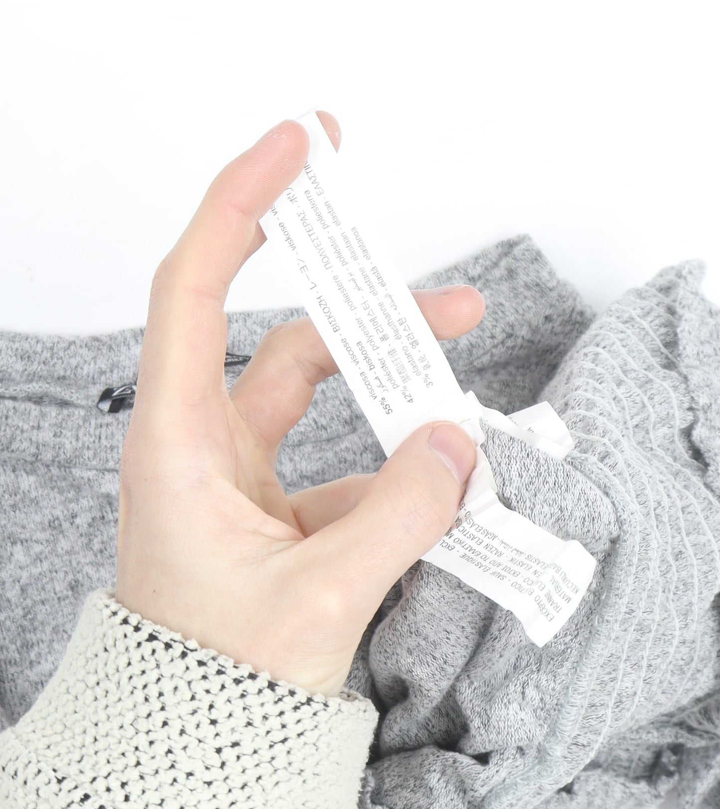 Zara Women Grey Cropped Knit Crew Neck Long Sleeve Blouse S