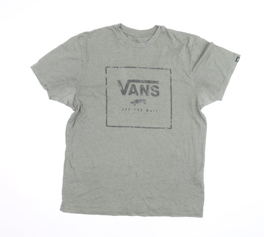 Vans Men's Green Logo Graphic Short Sleeve T-Shirt Size L