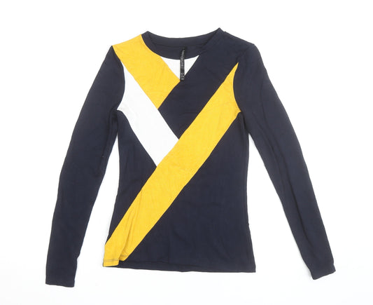 Karen Millen Women’s Multicoloured Long Sleeve Colourblock T-Shirt Size 10