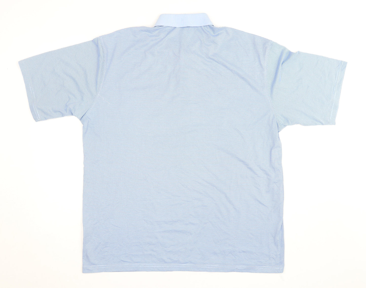 Carabou Men's Blue 2XL Striped Polo Shirt Cotton Blend Classic Fit