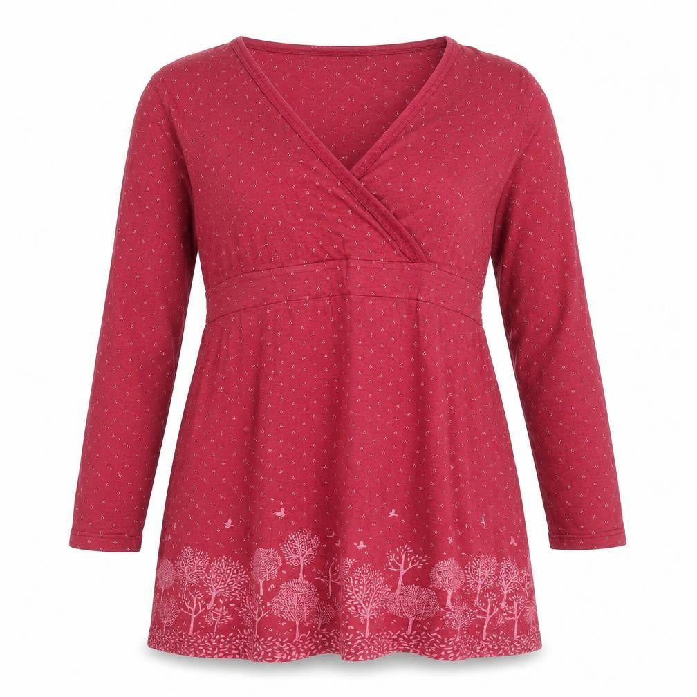 Brakeburn Women’s Red Wrap Jersey Blouse Size 14 Cotton