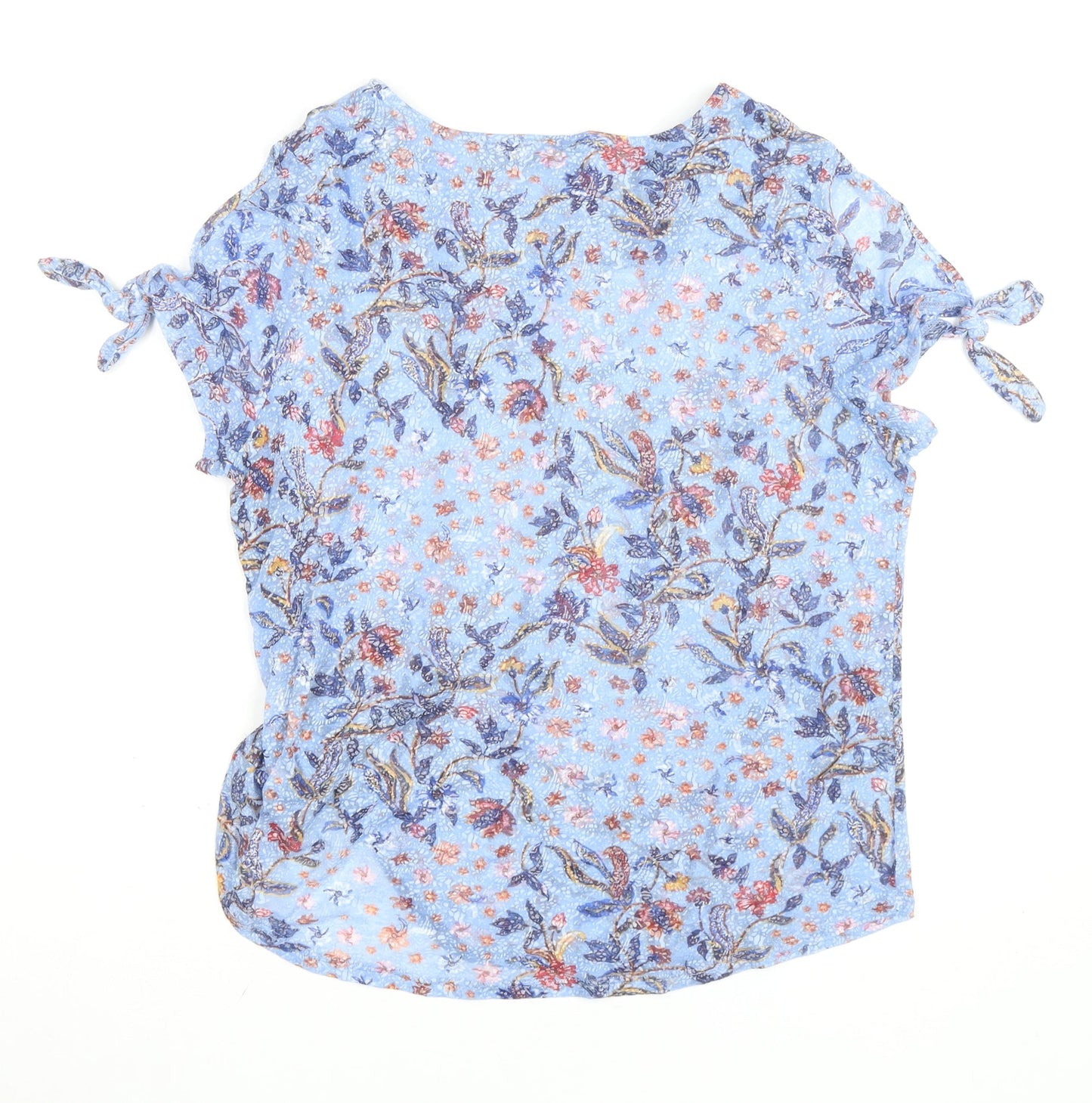 Marks and Spencer Per Una Blue Floral Short Sleeve Tunic Blouse Women’s Size 16