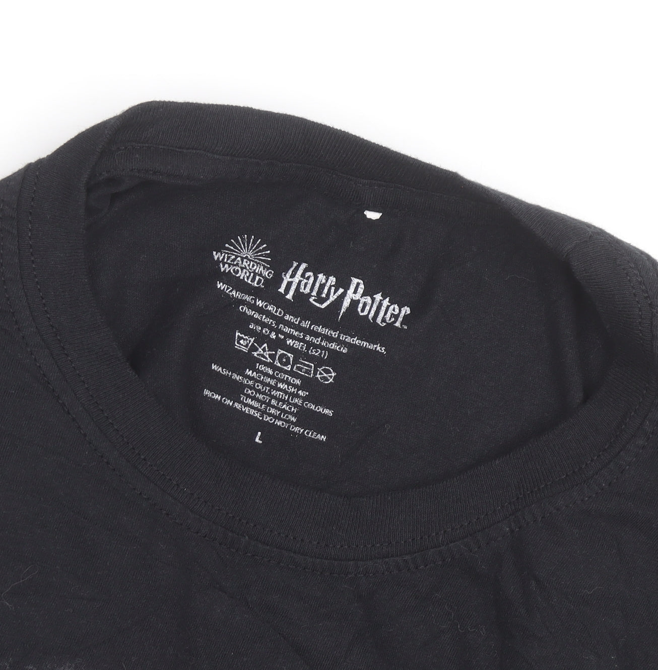 Harry Potter Hogwarts Crest Black Cotton Men's T-Shirt L