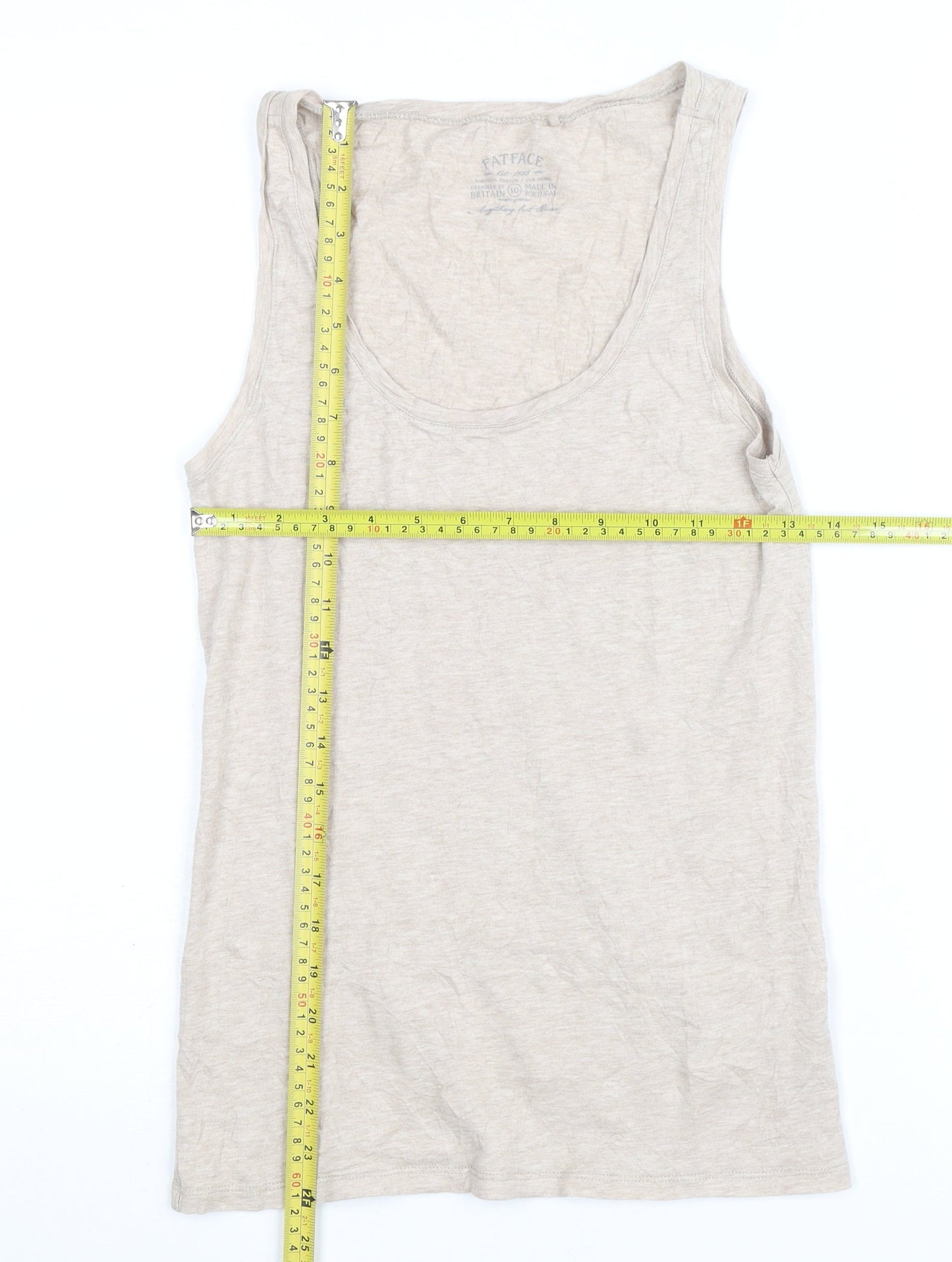 FatFace Women’s Beige Cotton Modal Tank Top Size 10