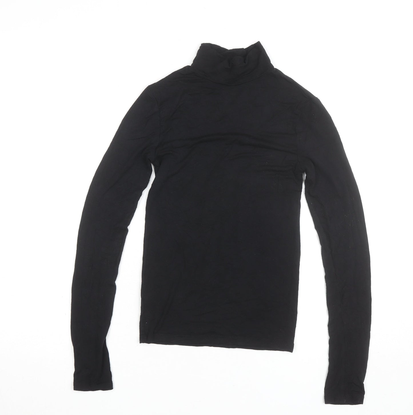 Stradivarius Women's Black Roll Neck Long Sleeve Basic Top Size S