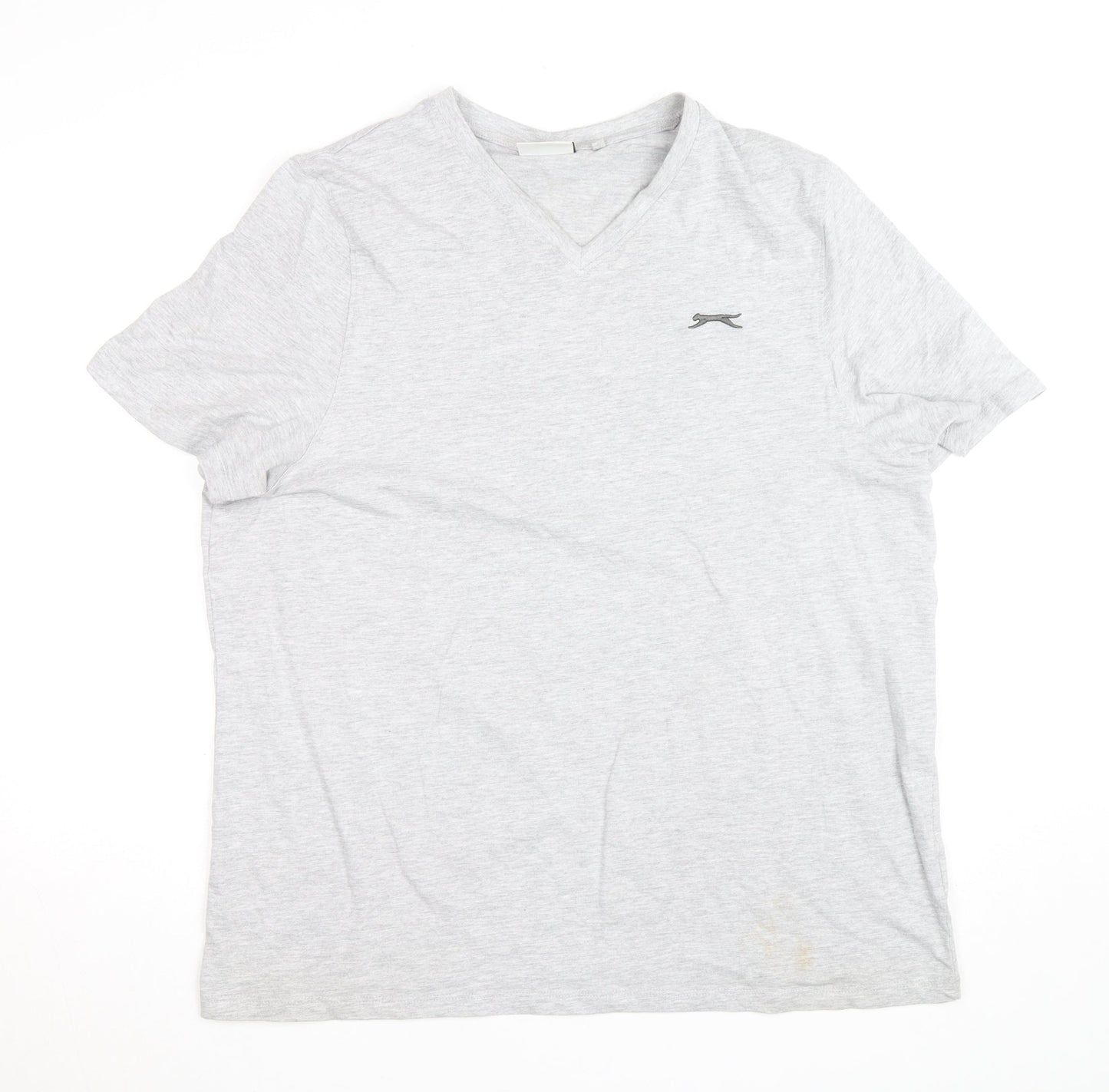 Slazenger Men's Grey V-Neck Short Sleeve Cotton T-Shirt XL