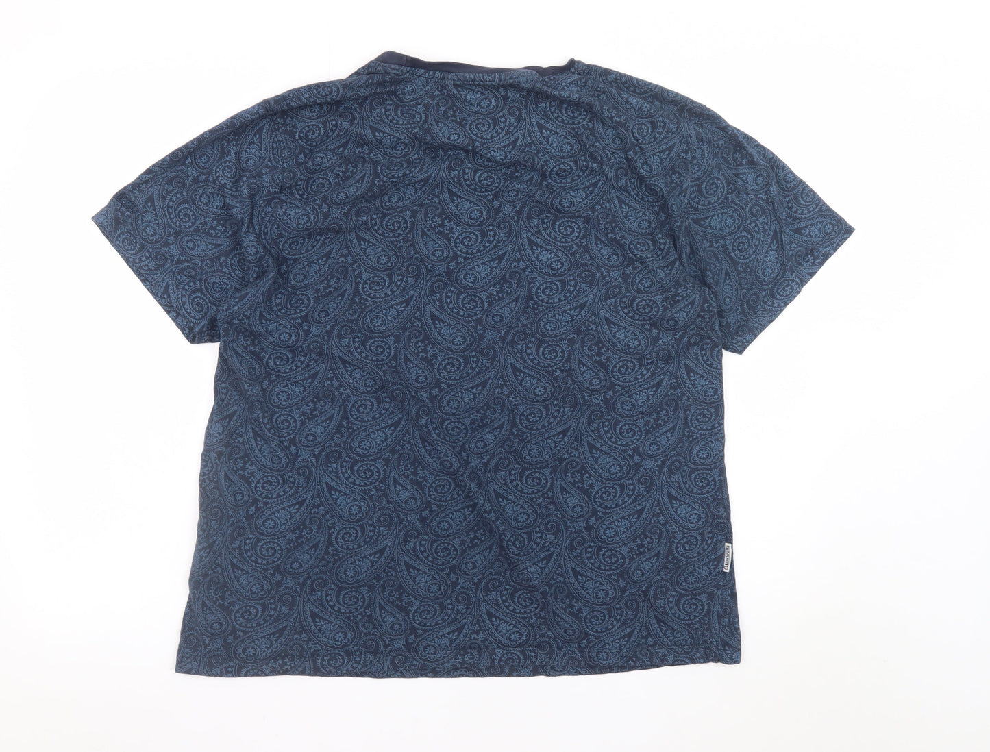 Lambretta Men's Navy Blue Paisley Cotton Crew Neck T-Shirt 2XL