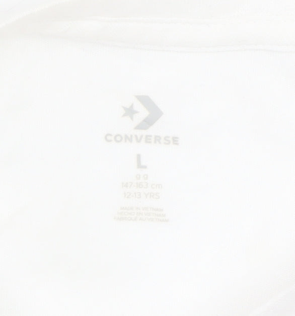 Converse Teens White Cotton Logo Short Sleeve Crew Neck T-Shirt L