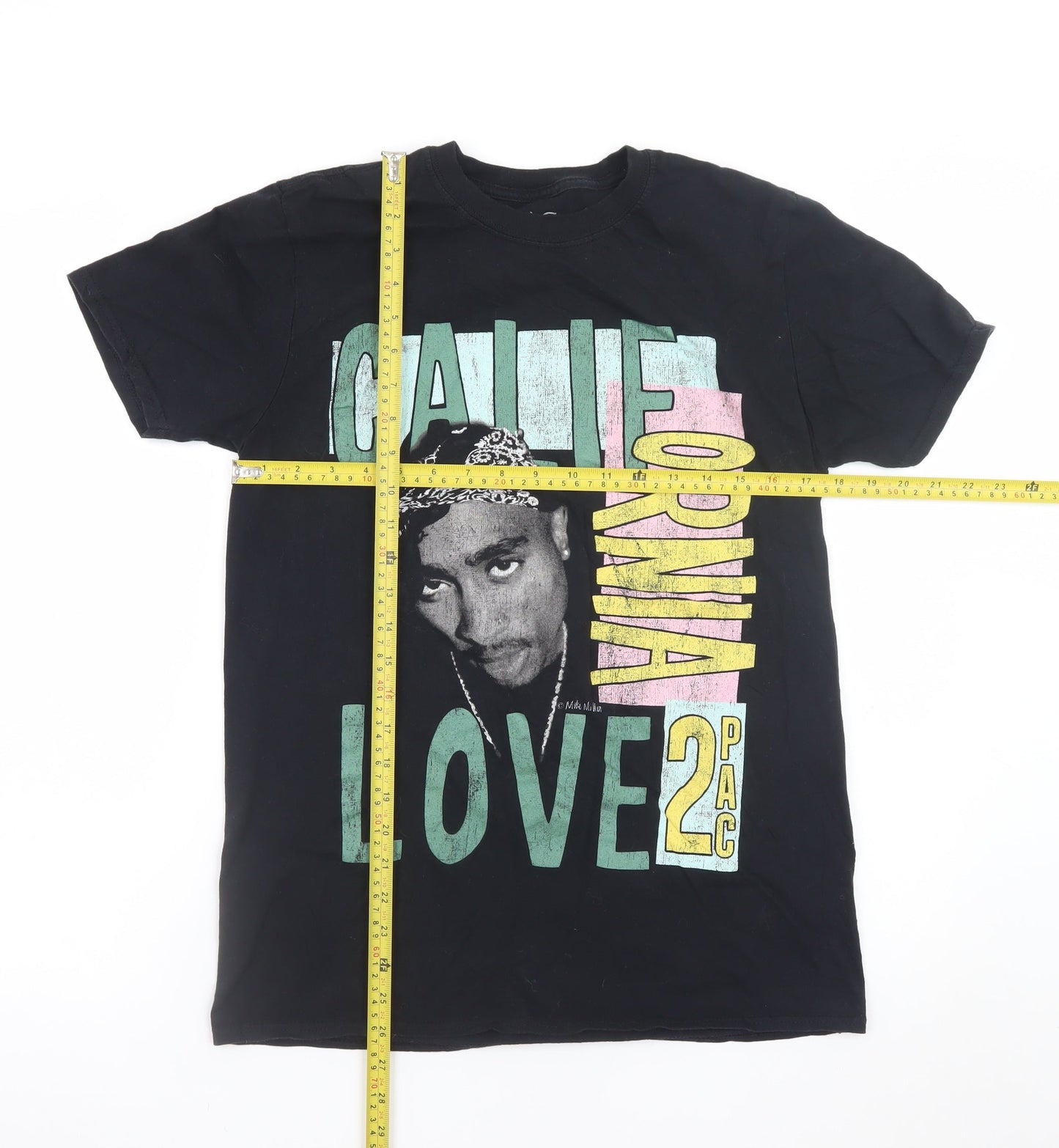 2PAC Men's Black Short Sleeve Graphic Music Cotton T-Shirt Size S