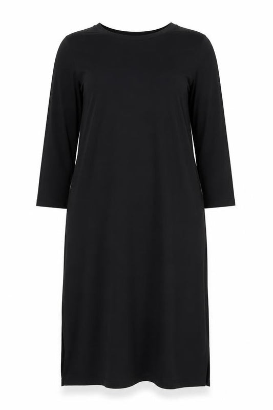 H&M Women Black M T-Shirt Dress 3/4 Sleeve Knee Length Casual