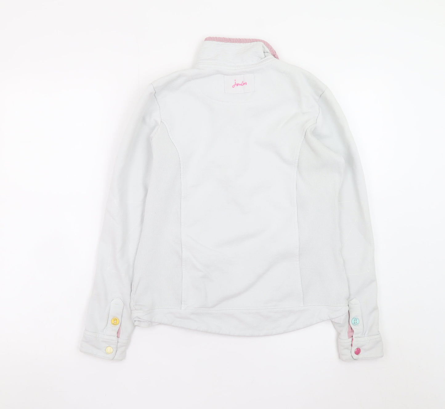 Joules Women White Henley Sweatshirt Size 8 Button Detail Cotton