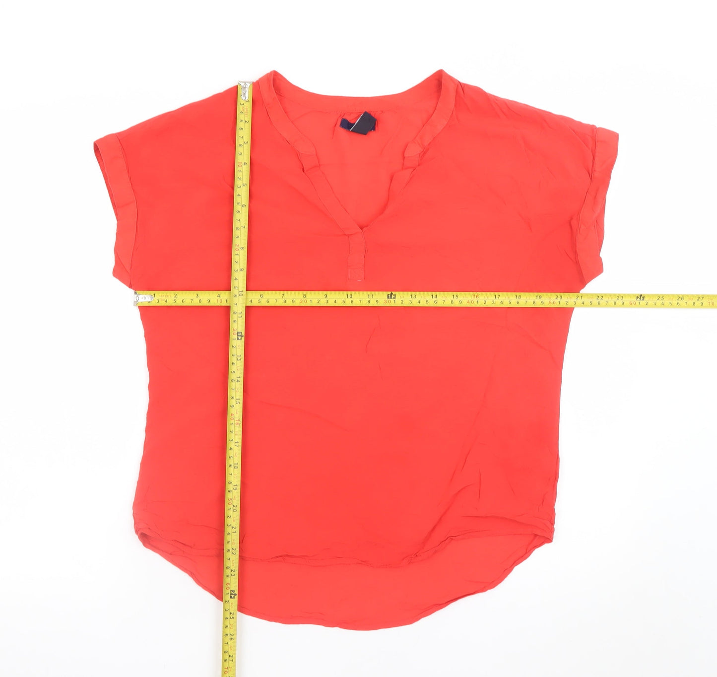 Gap Women's Red Short Sleeve V-Neck Viscose Blouse Size M