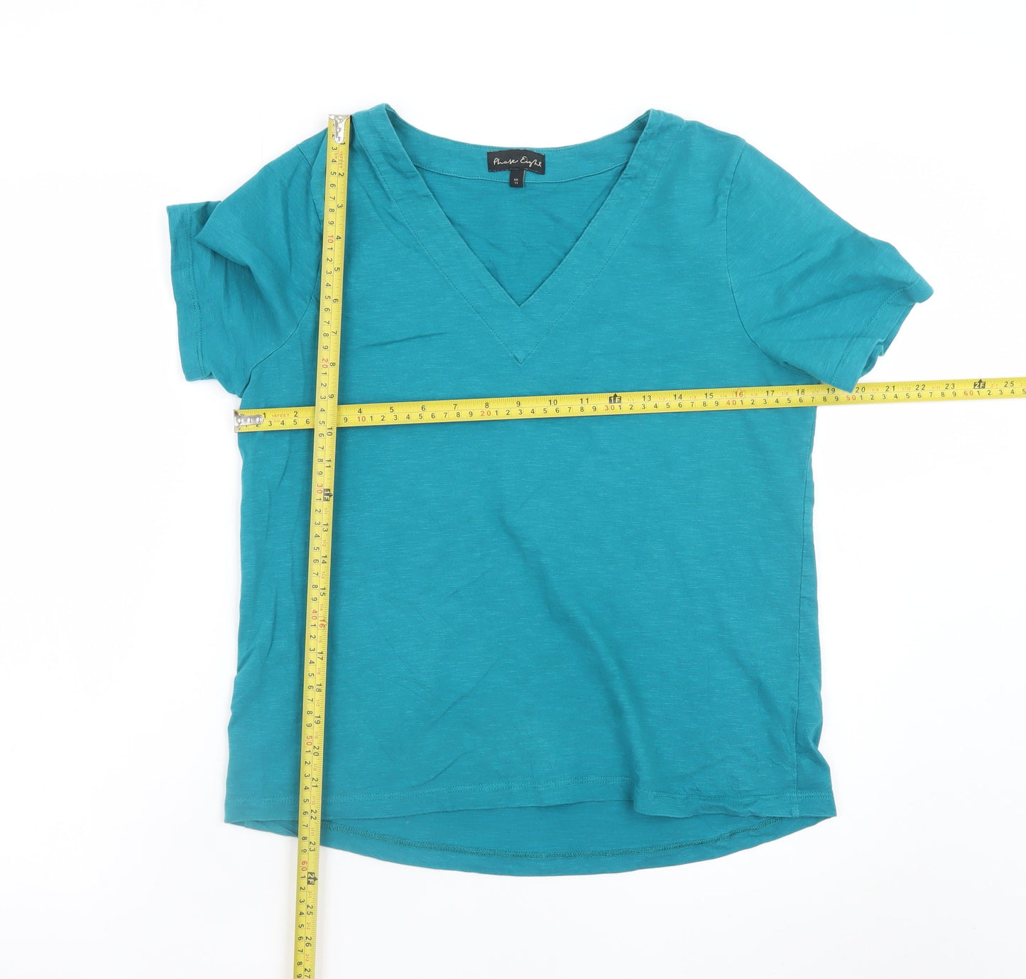Phase Eight Women’s Blue Cotton V-Neck Short Sleeve T-Shirt UK 14