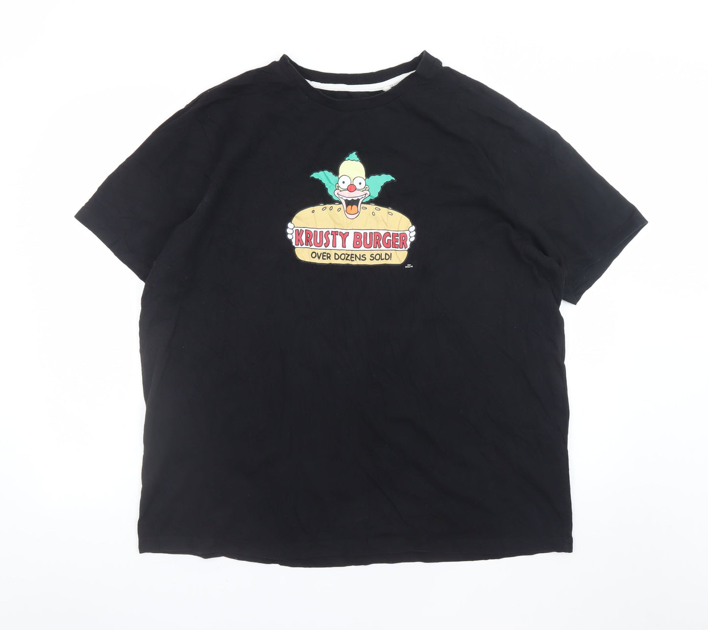 The Simpsons Men's Black Krusty Burger 2XL Graphic T-Shirt
