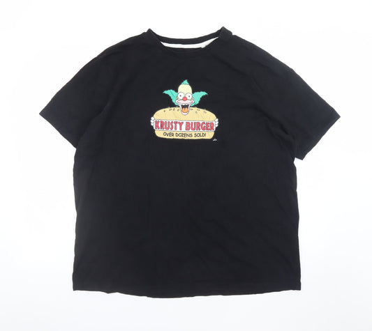 The Simpsons Men's Black Krusty Burger 2XL Graphic T-Shirt