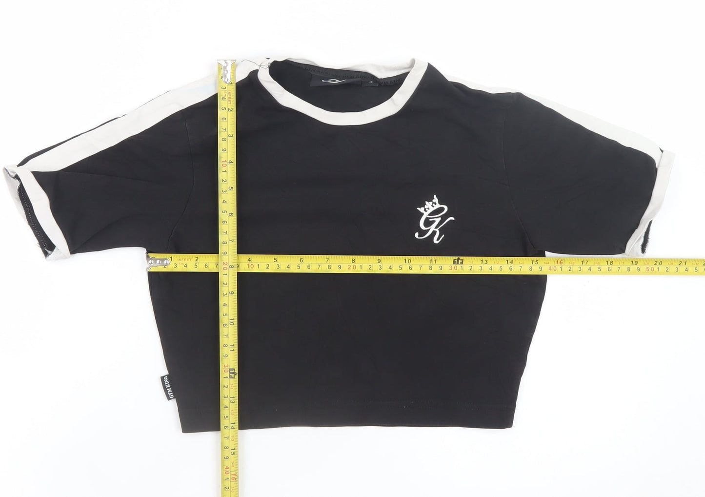 Gym King Women’s Black Cropped T-Shirt Size 6 Short Sleeve