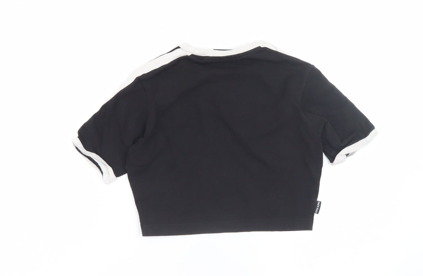 Gym King Women’s Black Cropped T-Shirt Size 6 Short Sleeve