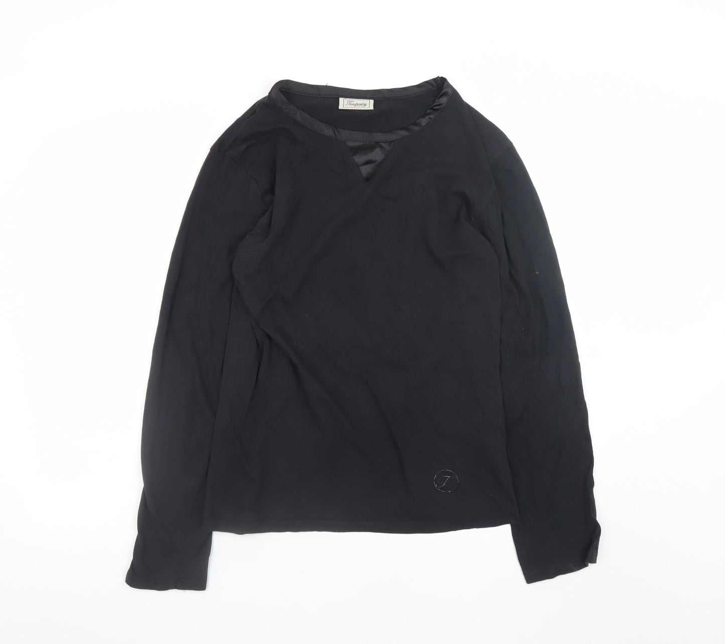 Temperley London Men's Black Small Long Sleeve V-Neck Cotton T-Shirt