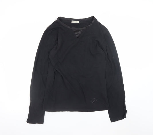 Temperley London Men's Black Small Long Sleeve V-Neck Cotton T-Shirt